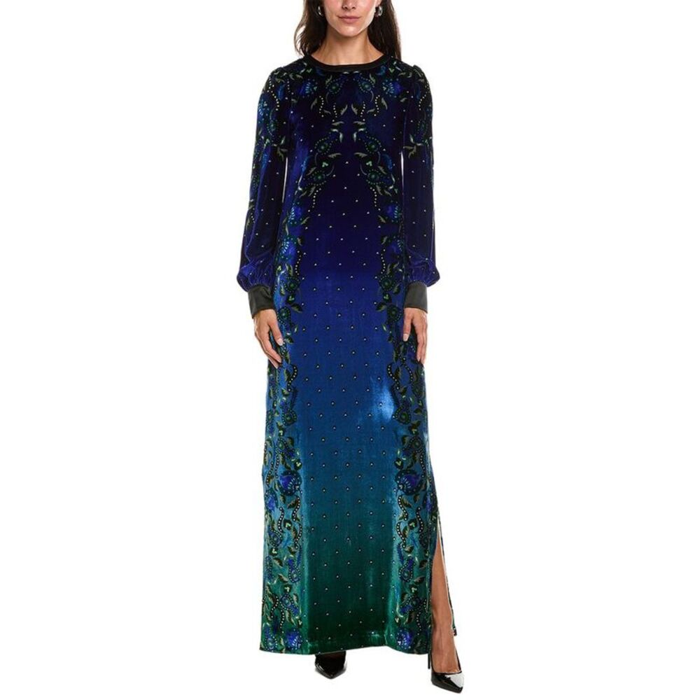 Saloni Womens  Printed Velvet Silk-Blend Maxi Dress
